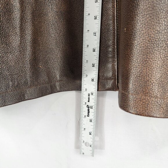Vtg Browning Gold Brown Leather Jacket Men's XL TG Shoulder Patch Zip Logo - Picture 14 of 16